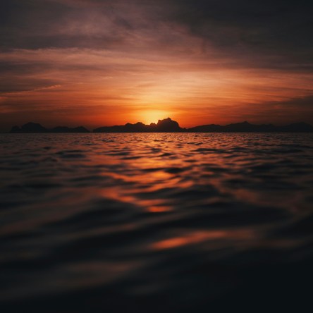 Sunset over the sea at El Nido, Palawan, Philippines