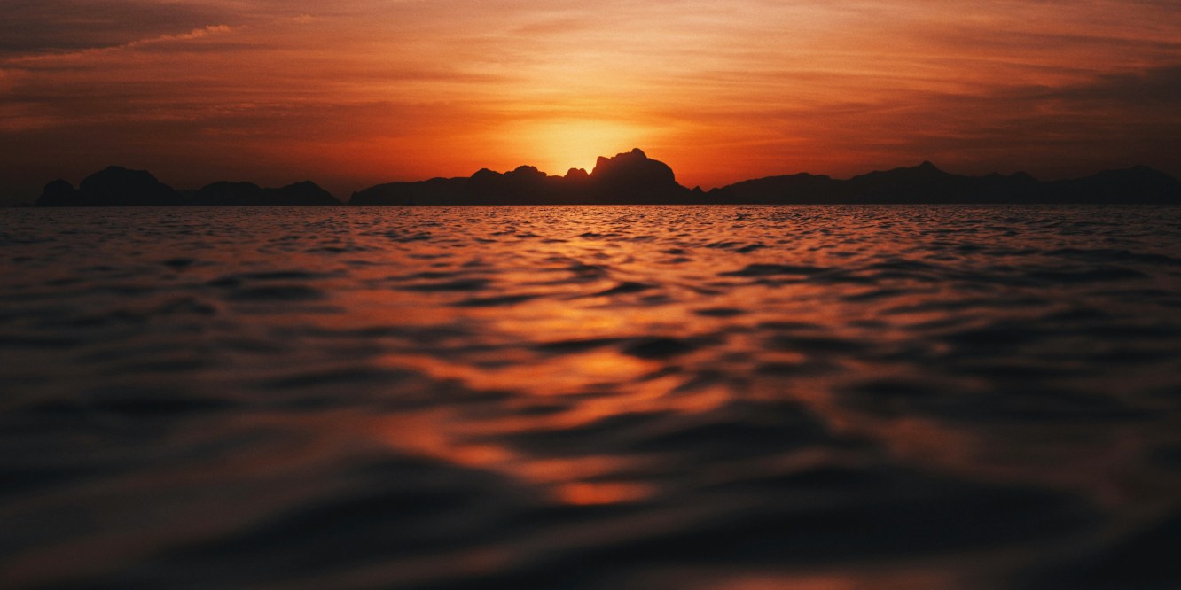 Sunset over the sea at El Nido, Palawan, Philippines